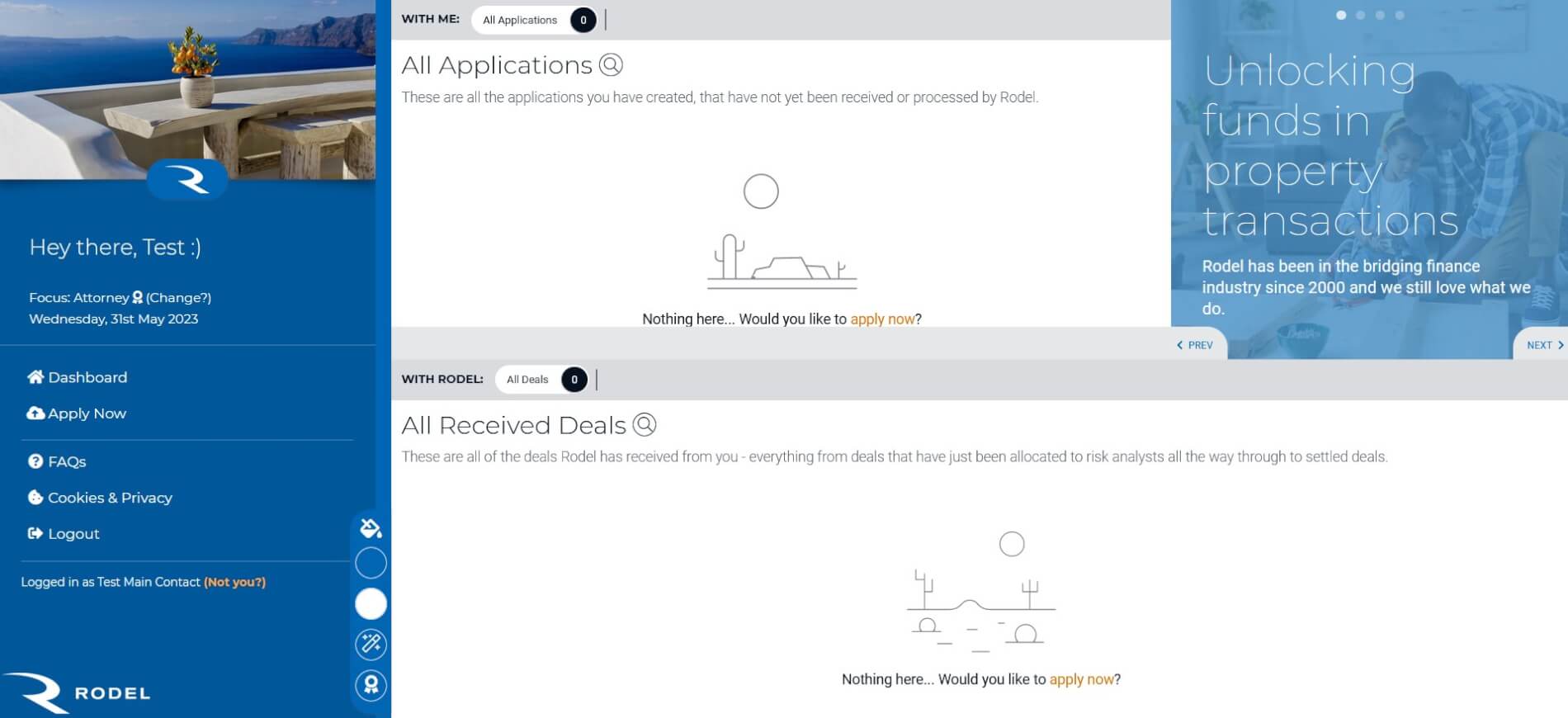 Apply now on dashboard
